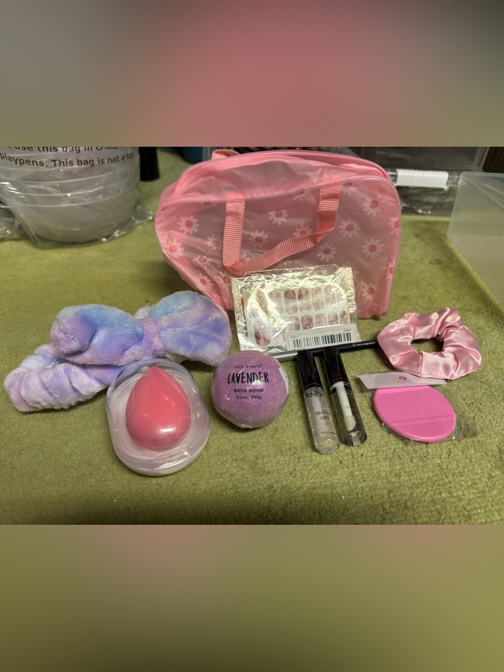 Pink Girls' Spa Gift Set with Makeup Accessories